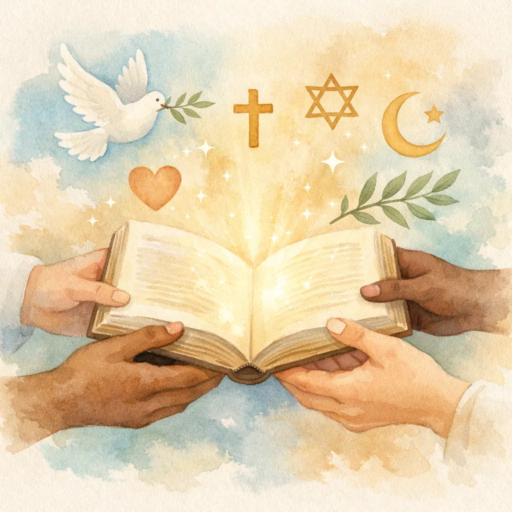 Mãos de diferentes etnias a segurar um livro aberto