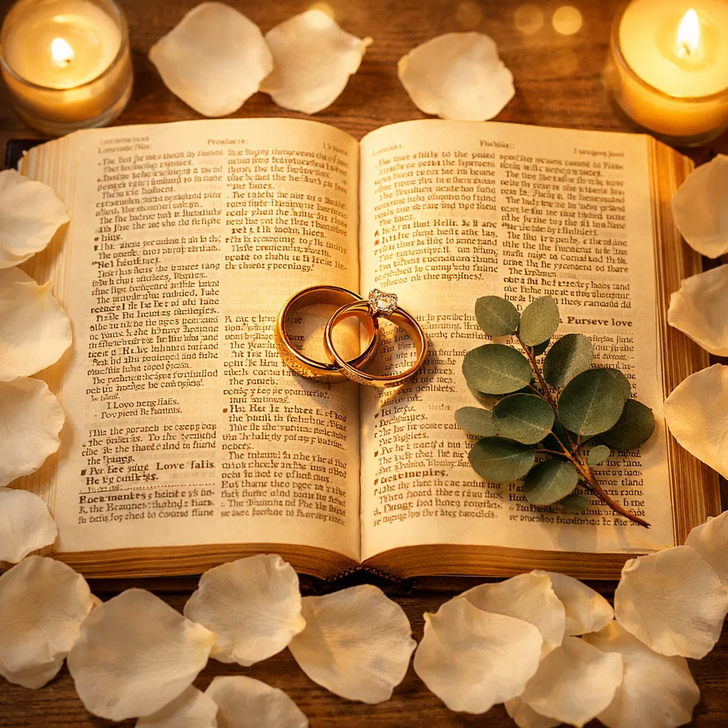 Bible with wedding rings