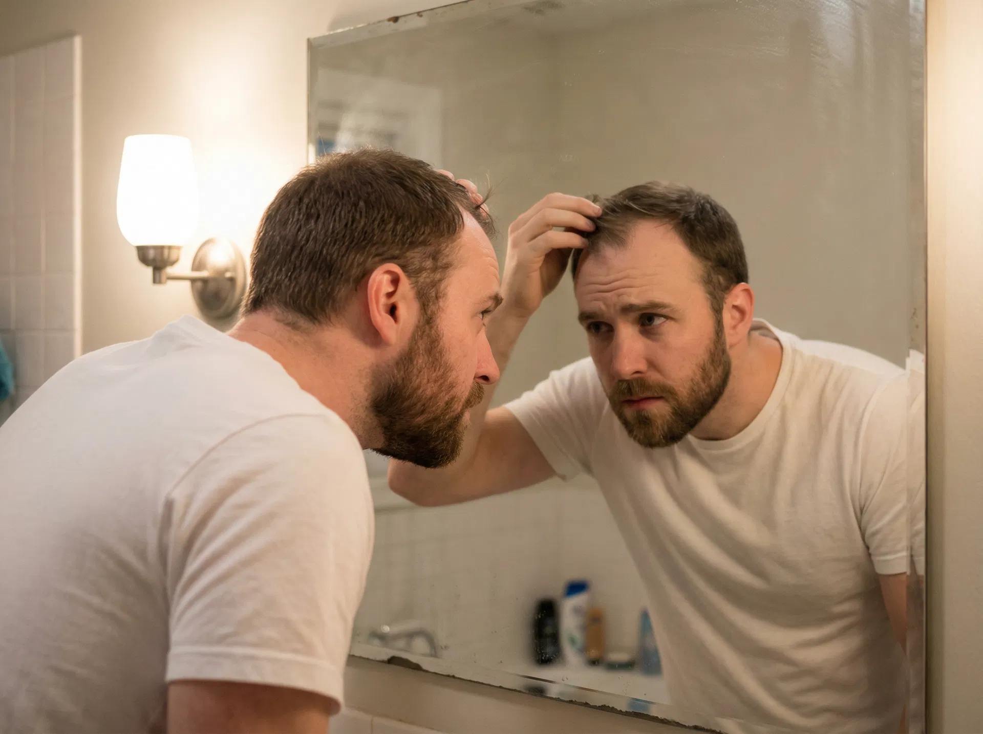 Geheimratsecken im Spiegel