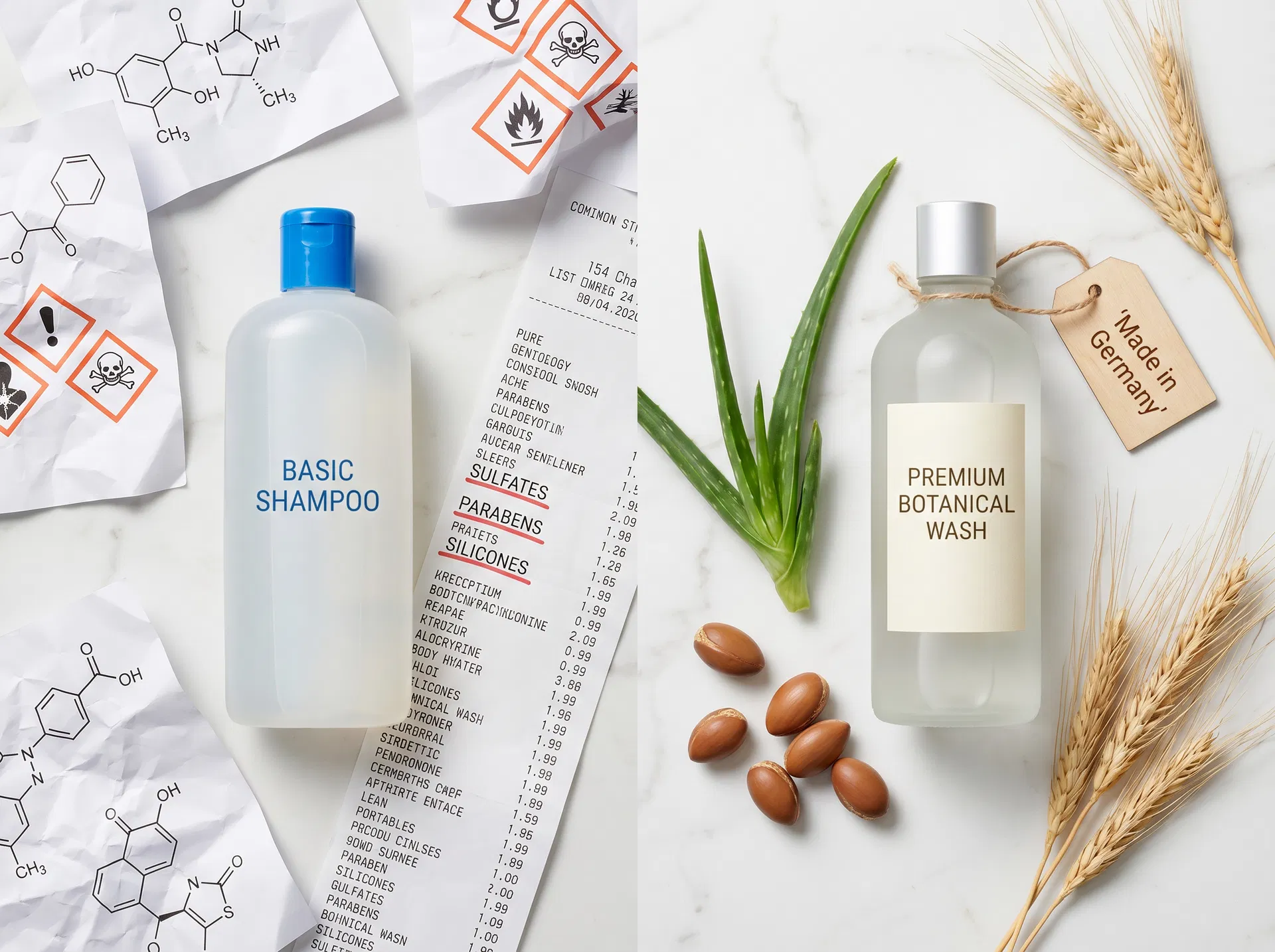 Billig-Shampoo vs. Premium-Inhaltsstoffe