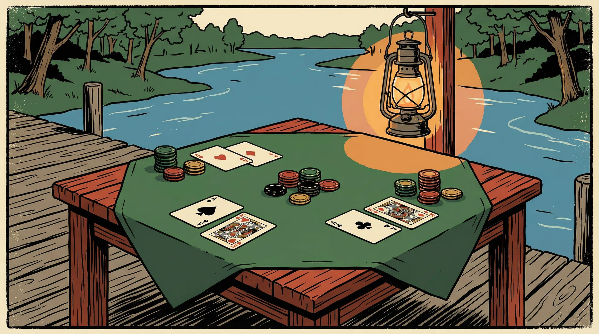 Riverside poker table illustration