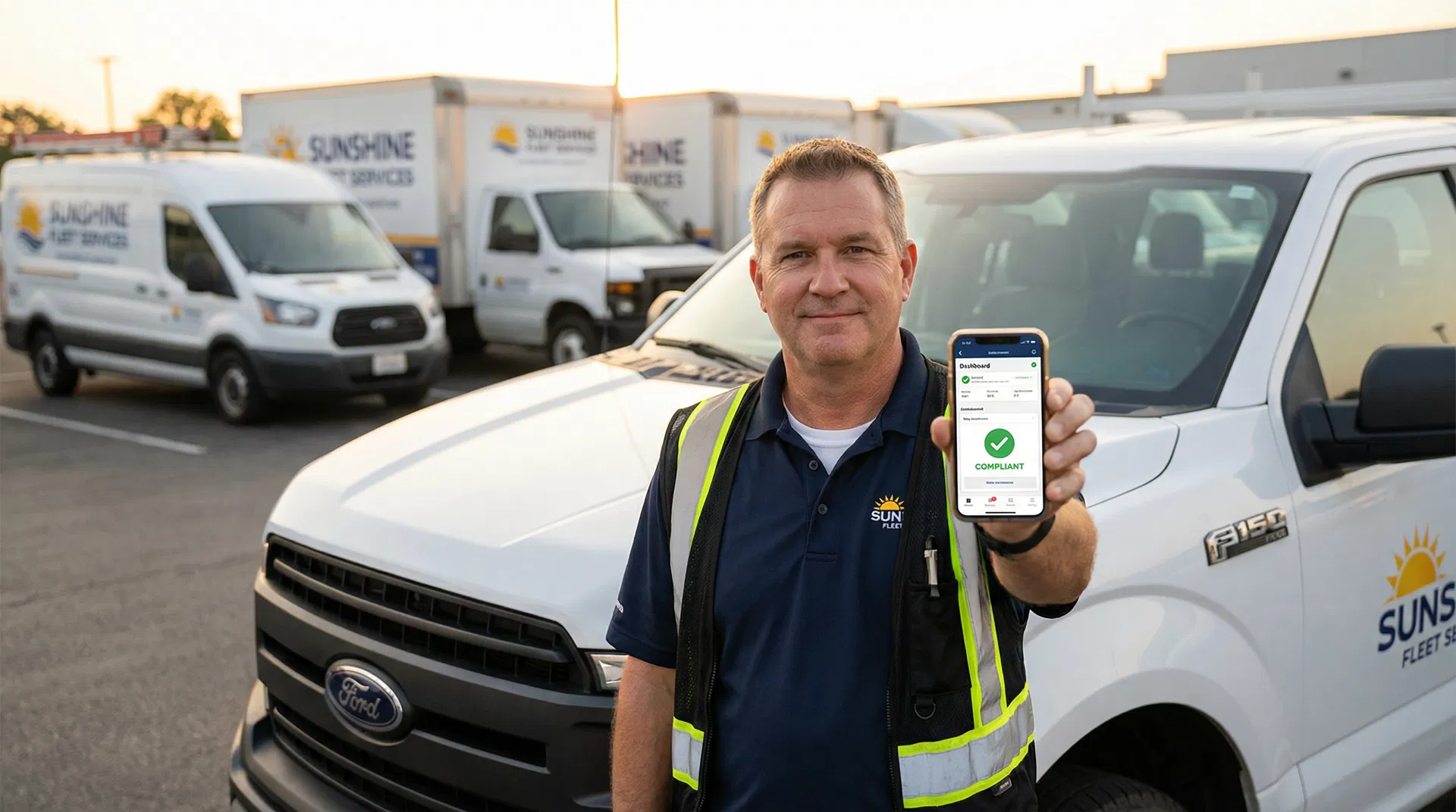 Fleet manager checking compliance on phone