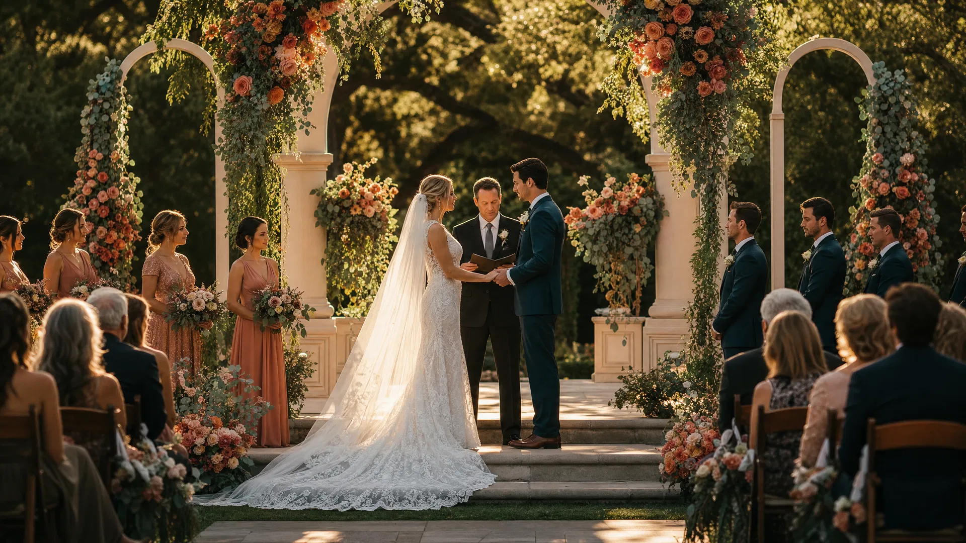Outdoor garden wedding ceremony