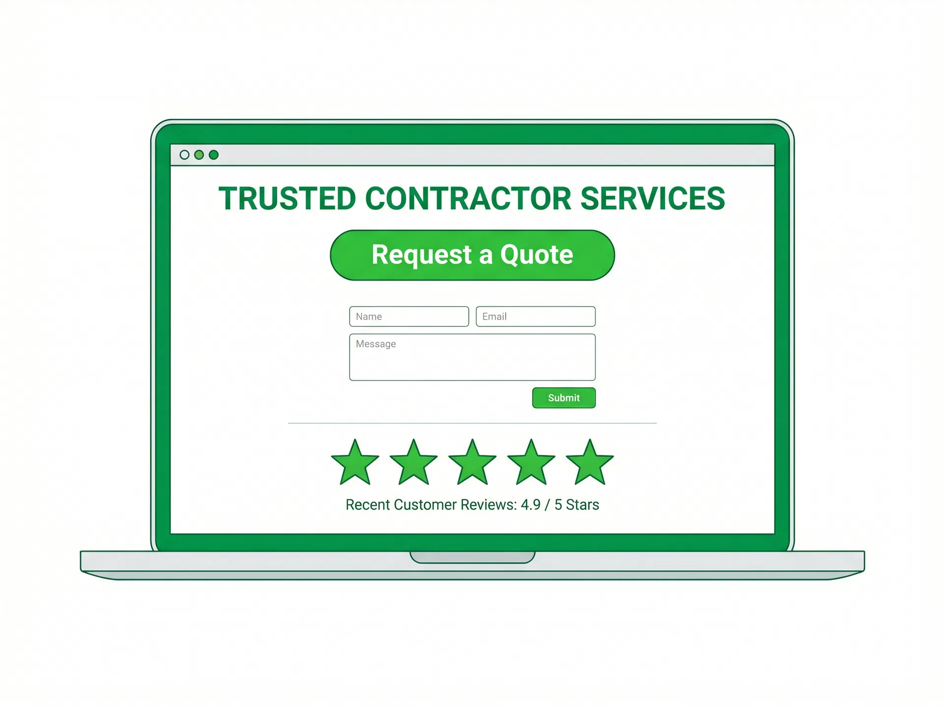 Clean contractor website with quote form