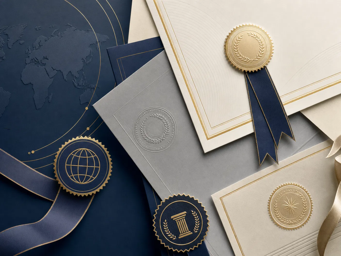 Decorative global certification seals