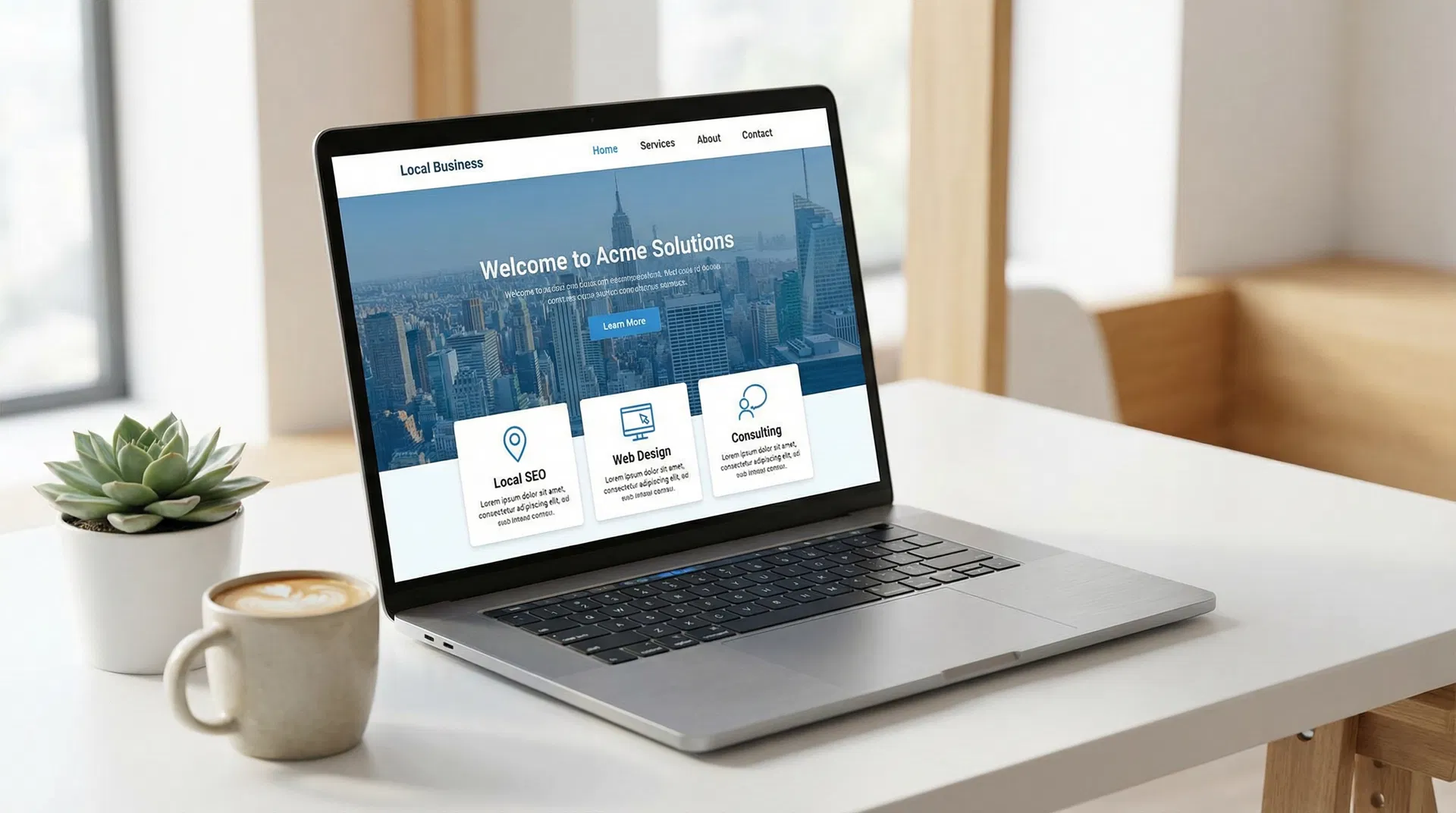 Professional website on a laptop - JWild Media builds sites like this for Michigan businesses