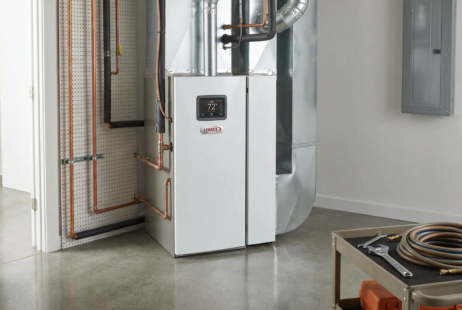 High-efficiency HVAC furnace installation by Peak Plumbing