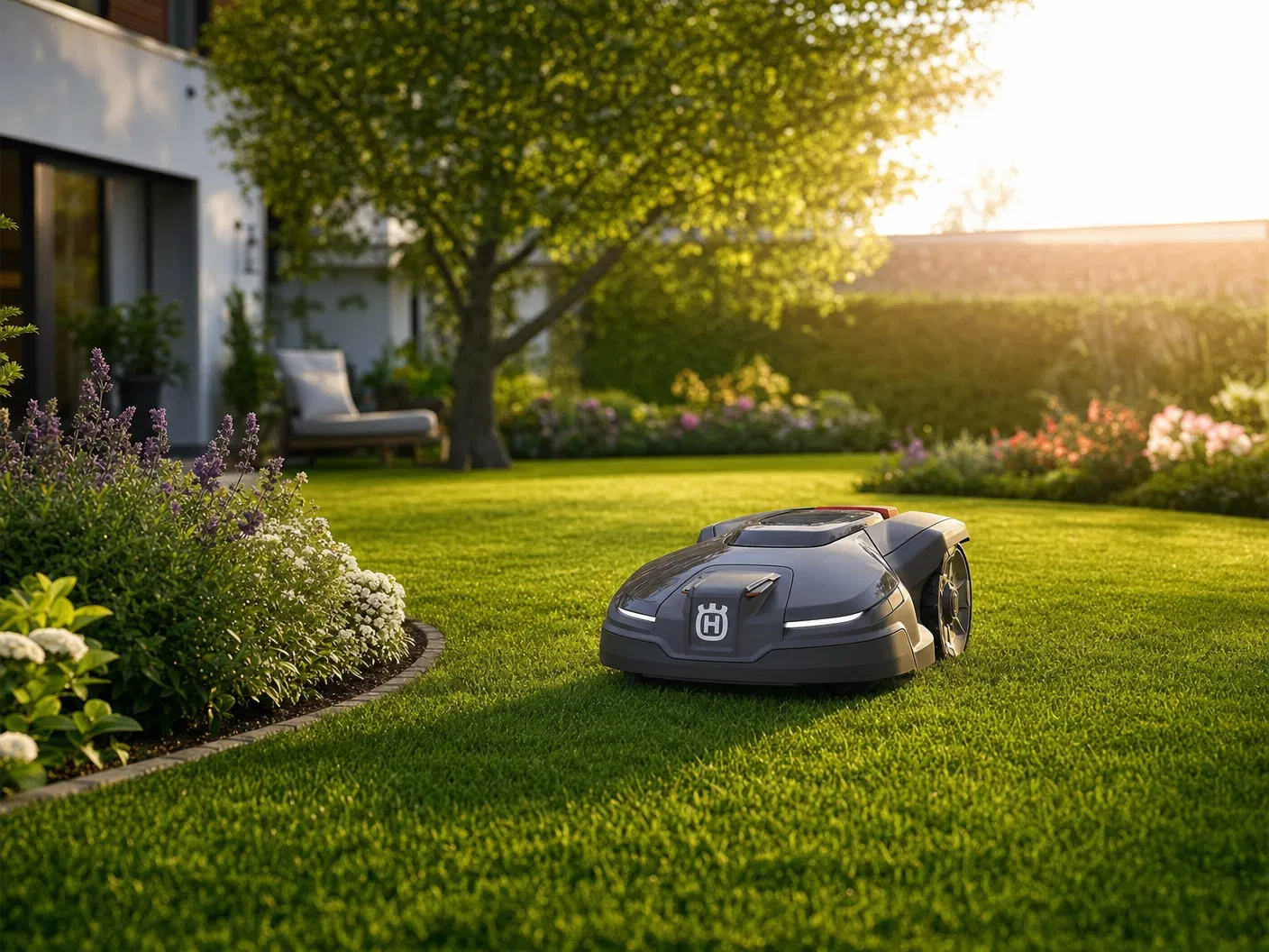 Mähroboter im Garten