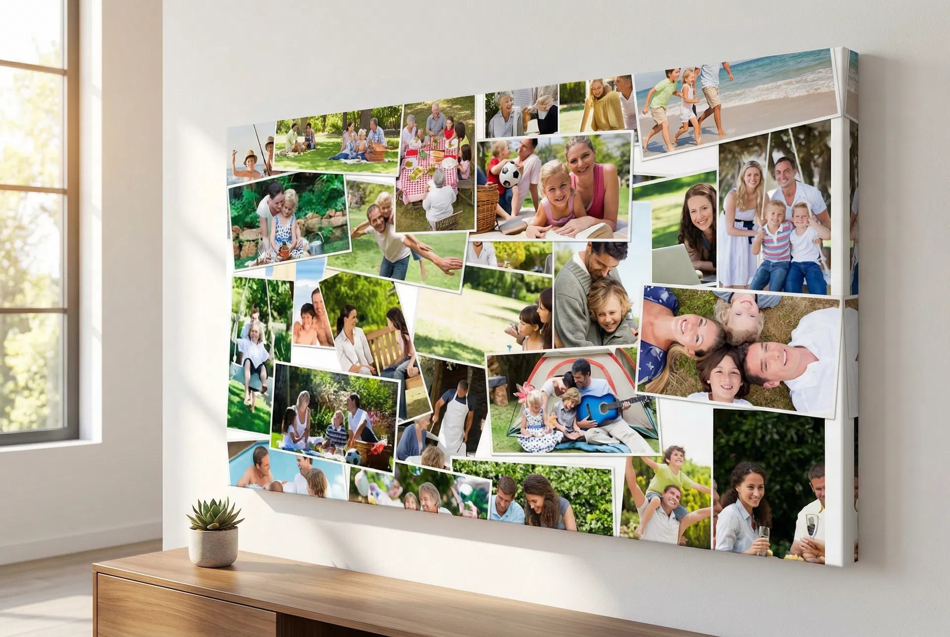 Canvas collage example showing multiple family photos arranged together on a single canvas print