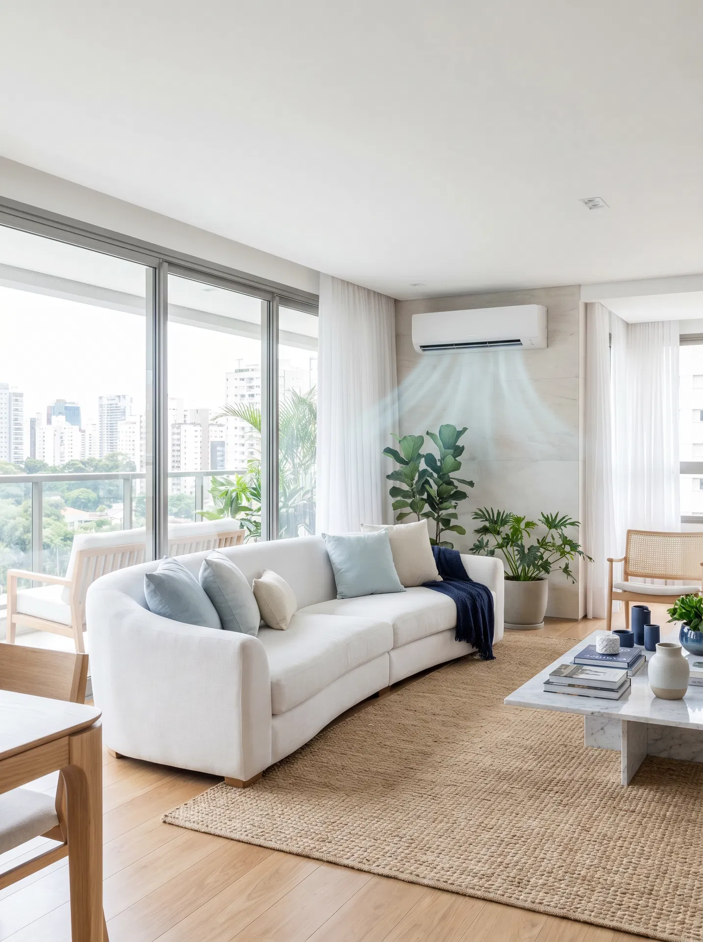 Sala residencial climatizada com visual claro