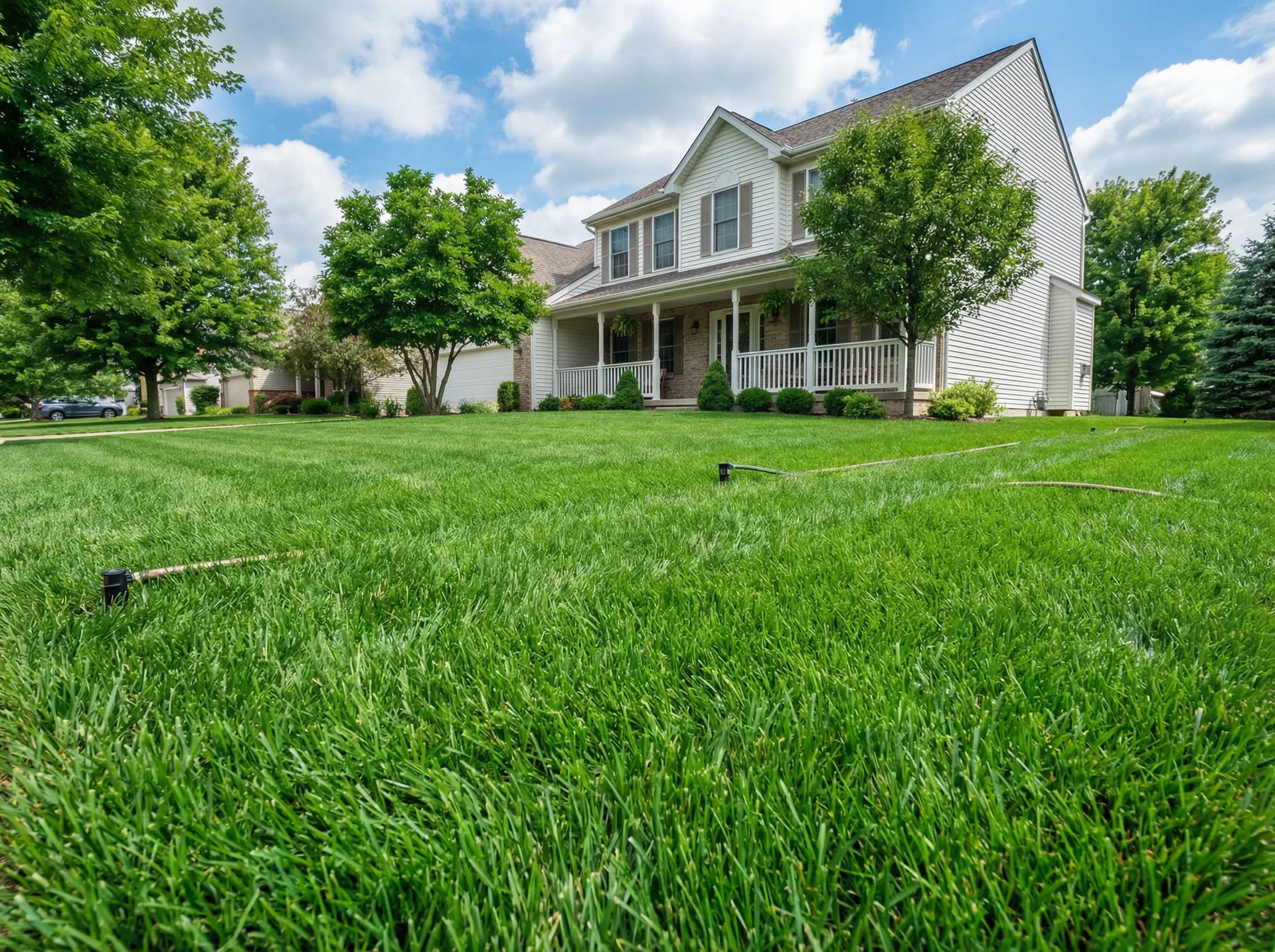 Lush green lawn established from quality topsoil