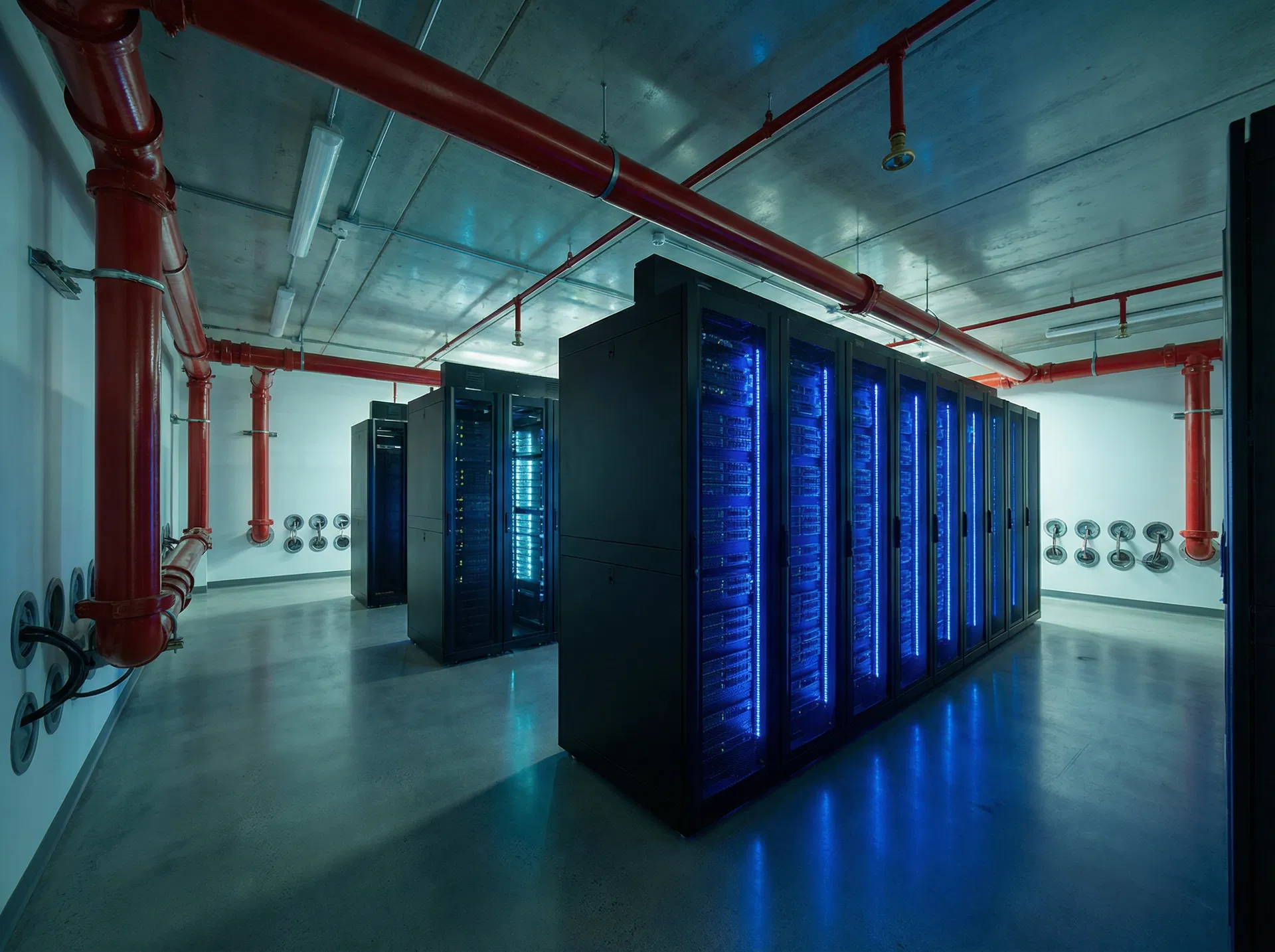 Data center with gas suppression system