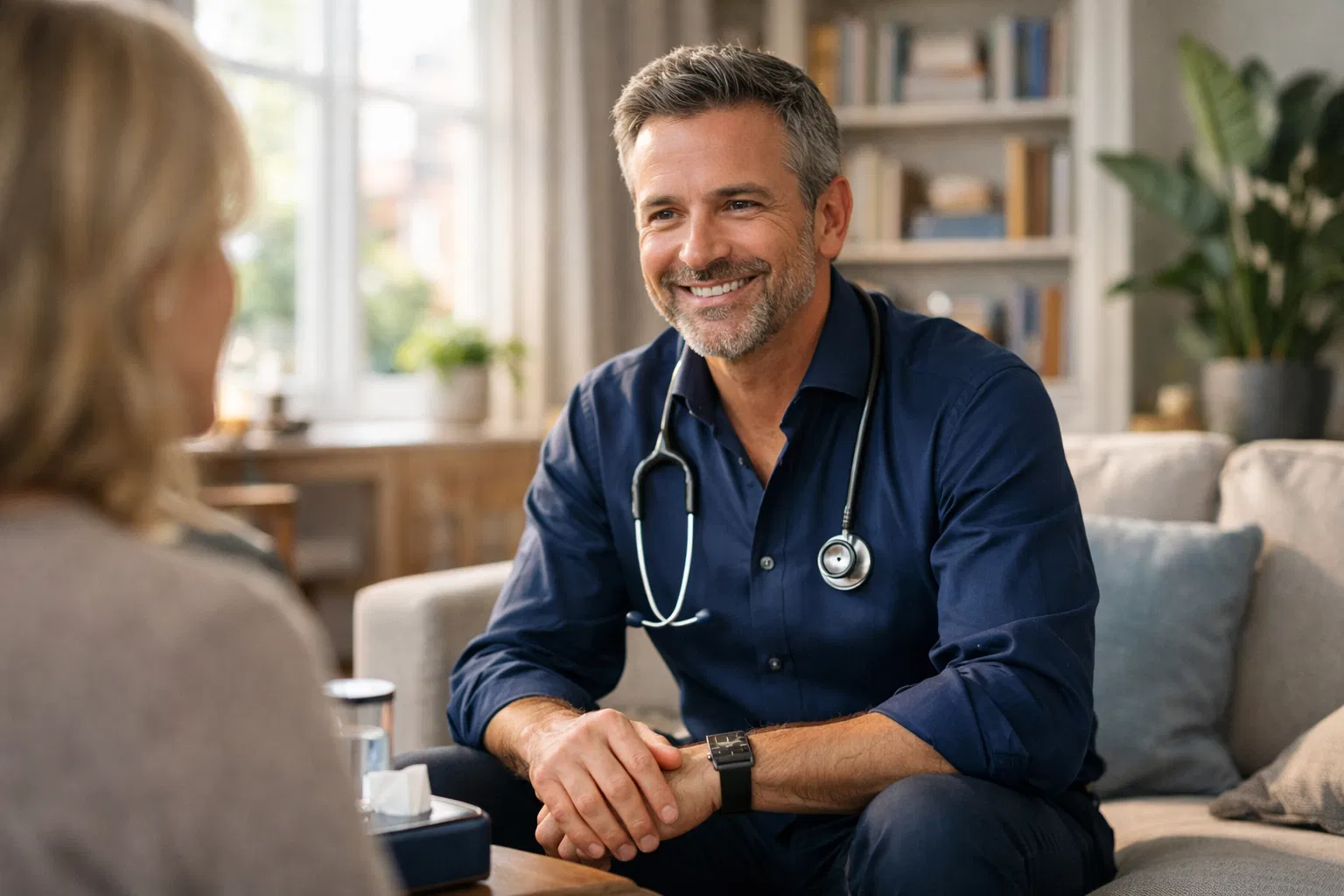 GP visiting patient at home