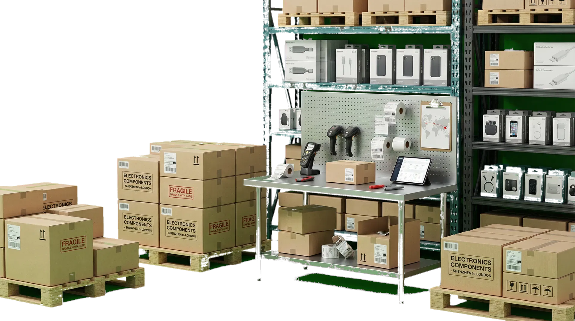 UK-side wholesale distribution environment for electronics and accessories