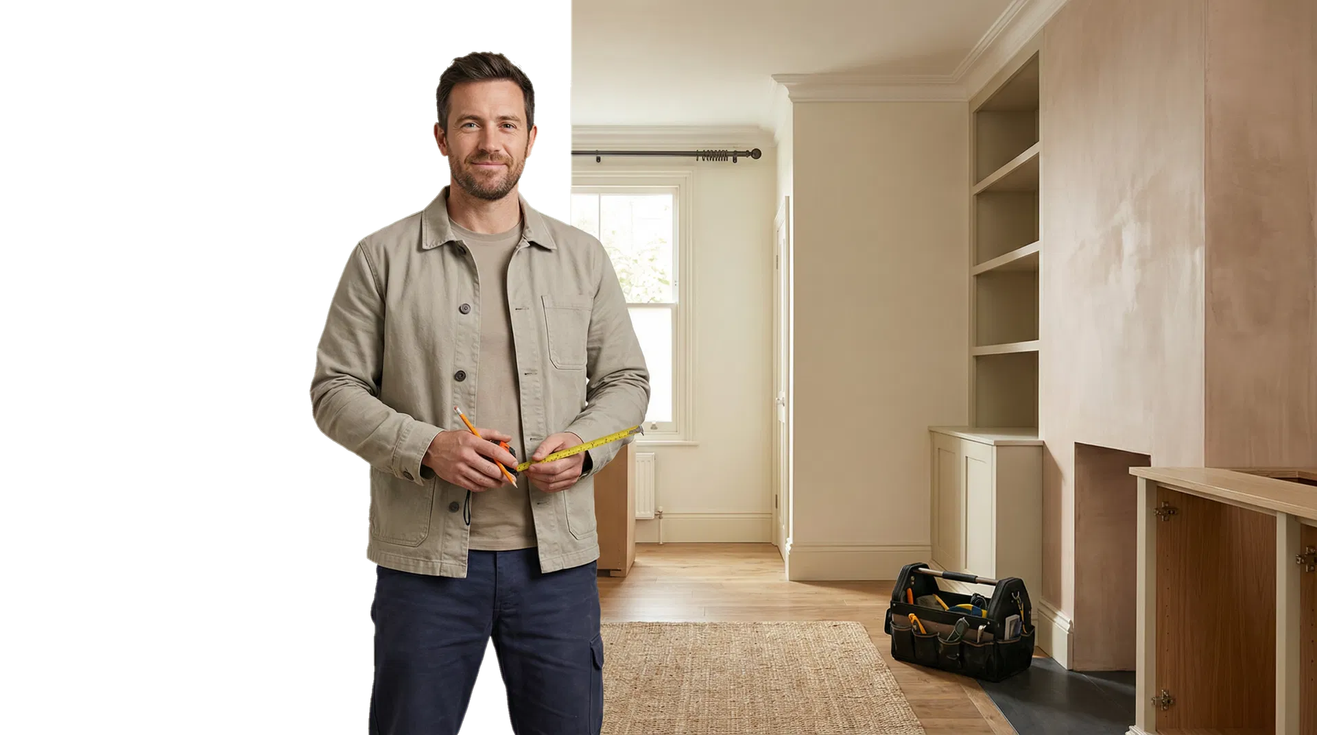 DIY specialist standing in a newly improved home interior