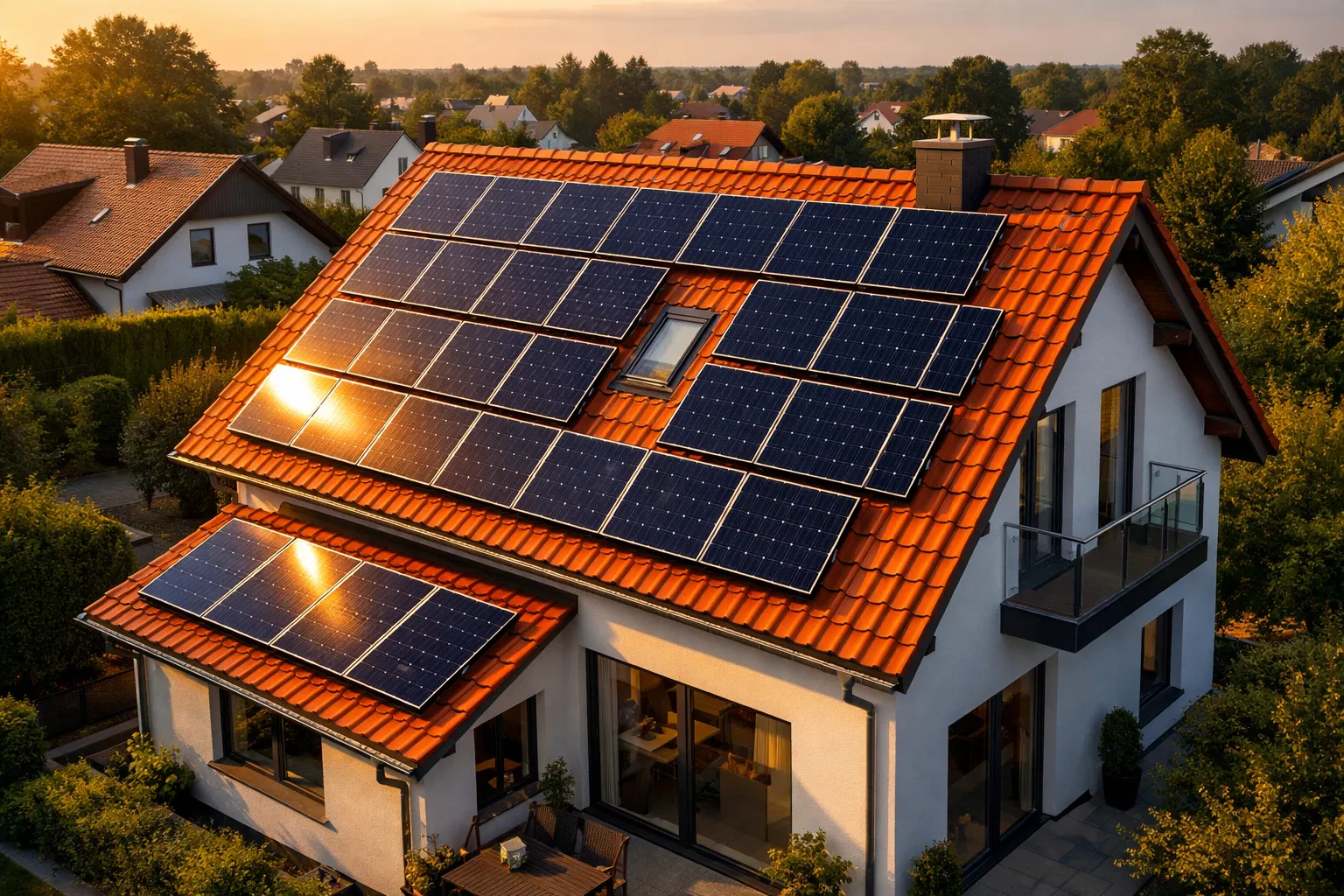 Professionelle PV-Anlage auf einem deutschen Wohnhaus