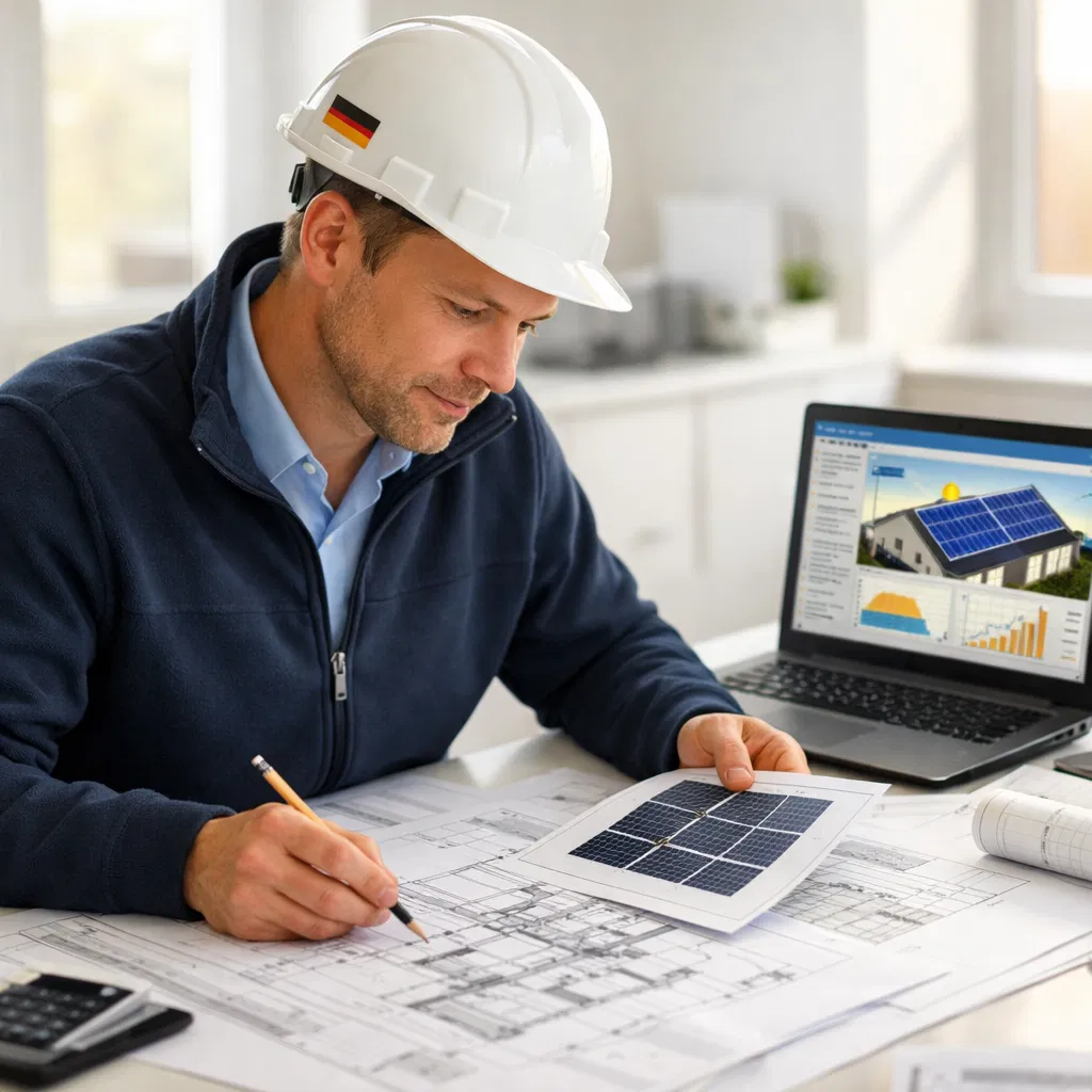 PV-Planungsexperte bei der Arbeit