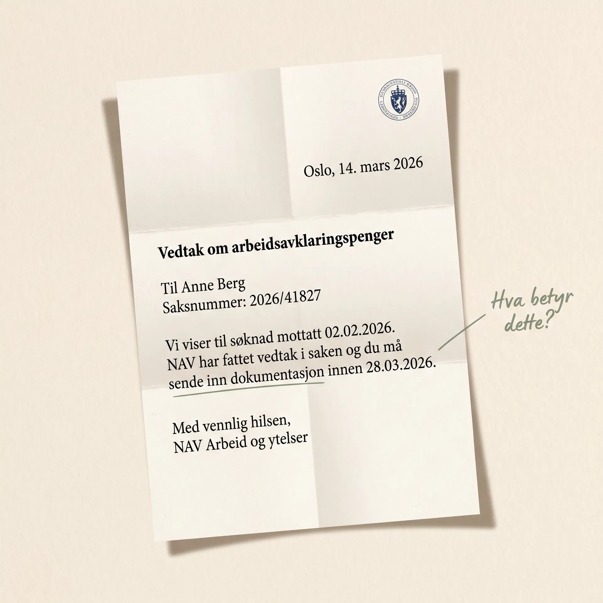 Et brev som blir forklart