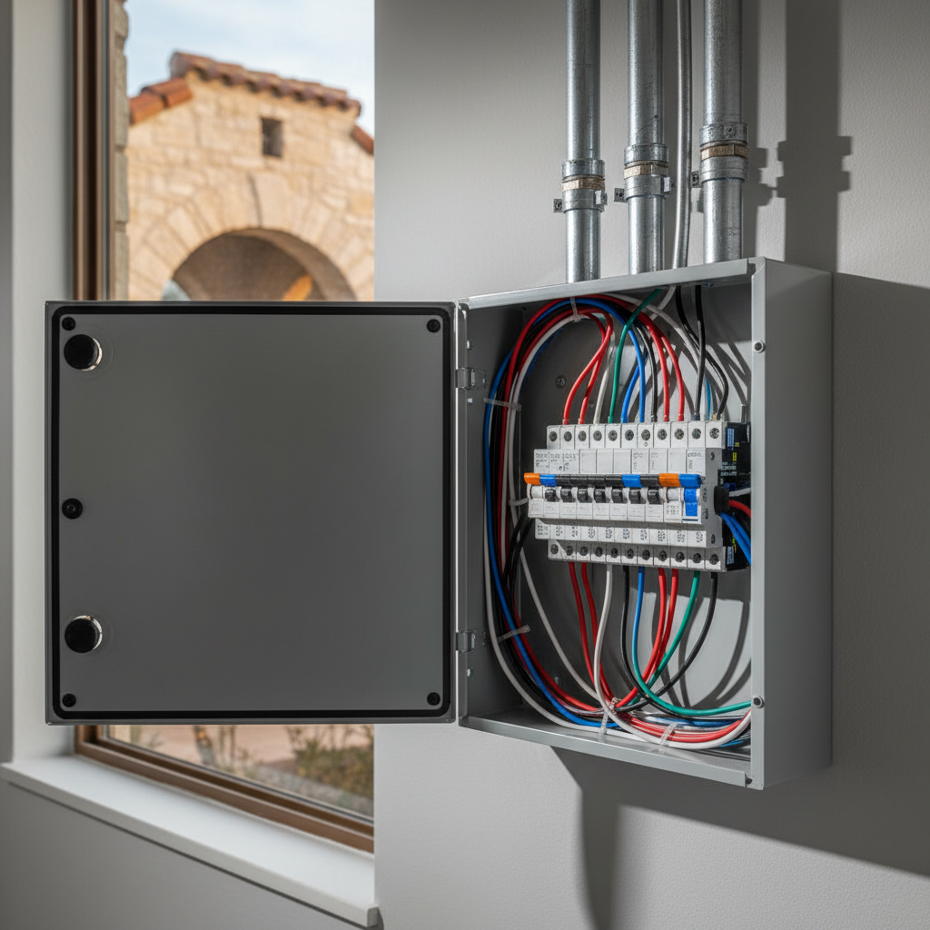 Modern electrical panel and new copper wiring installation in a San Antonio, TX home by a veteran-owned general contractor