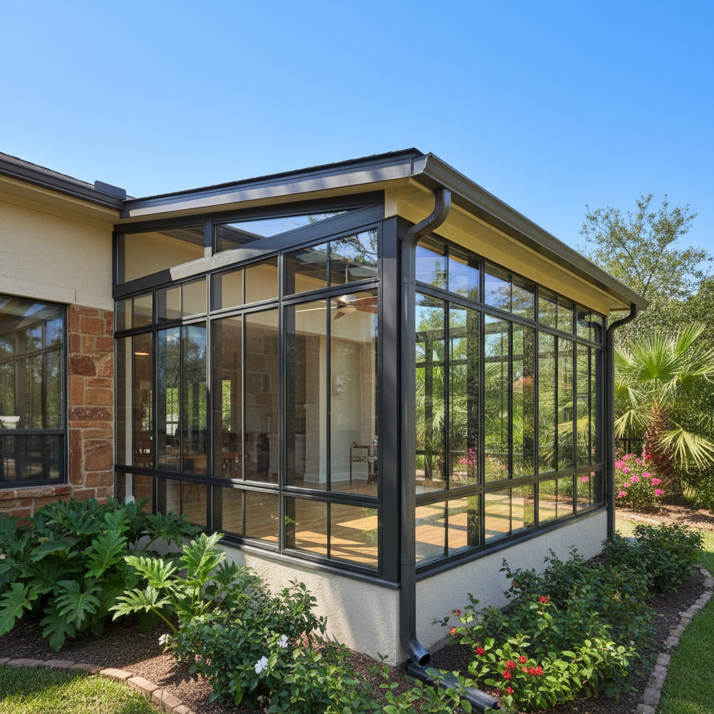 Modern four-season sunroom addition on a San Antonio TX home by a veteran-owned general contractor