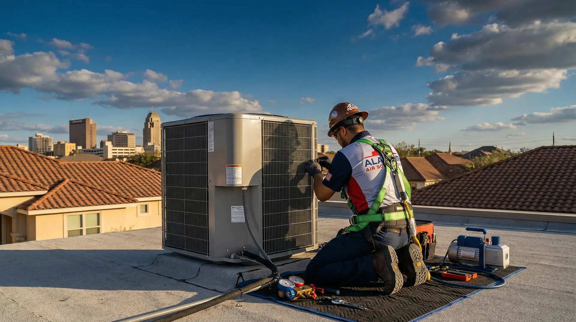 New HVAC air conditioning system installation by licensed technician C.S.W. Power Solutions San Antonio TX