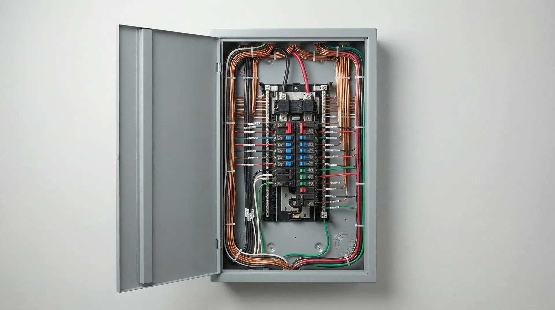 Licensed electrician completing whole-house rewiring with new copper wiring in San Antonio TX home by C.S.W. Power Solutions