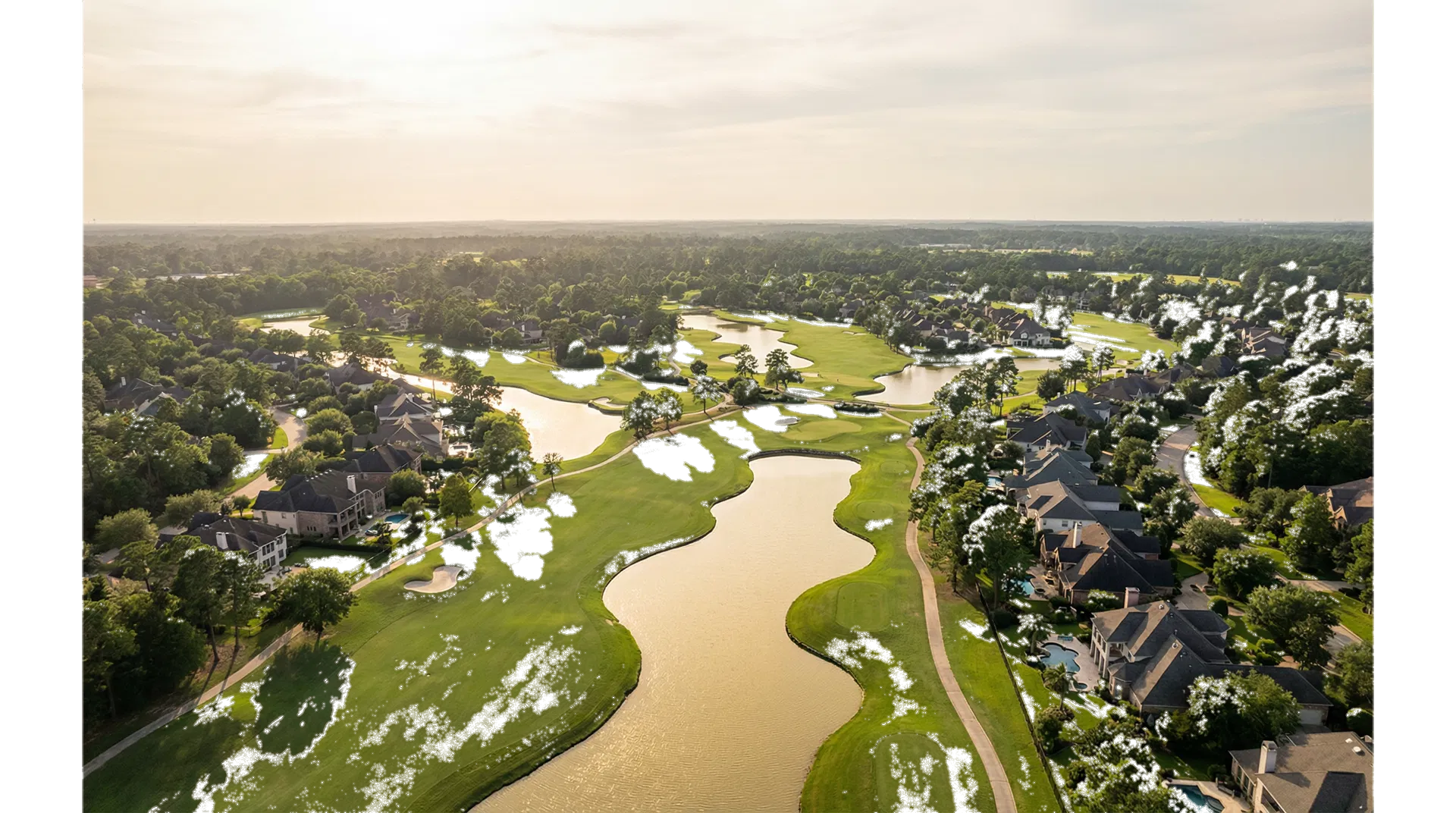 Golf-course aerial in Kingwood luxury community