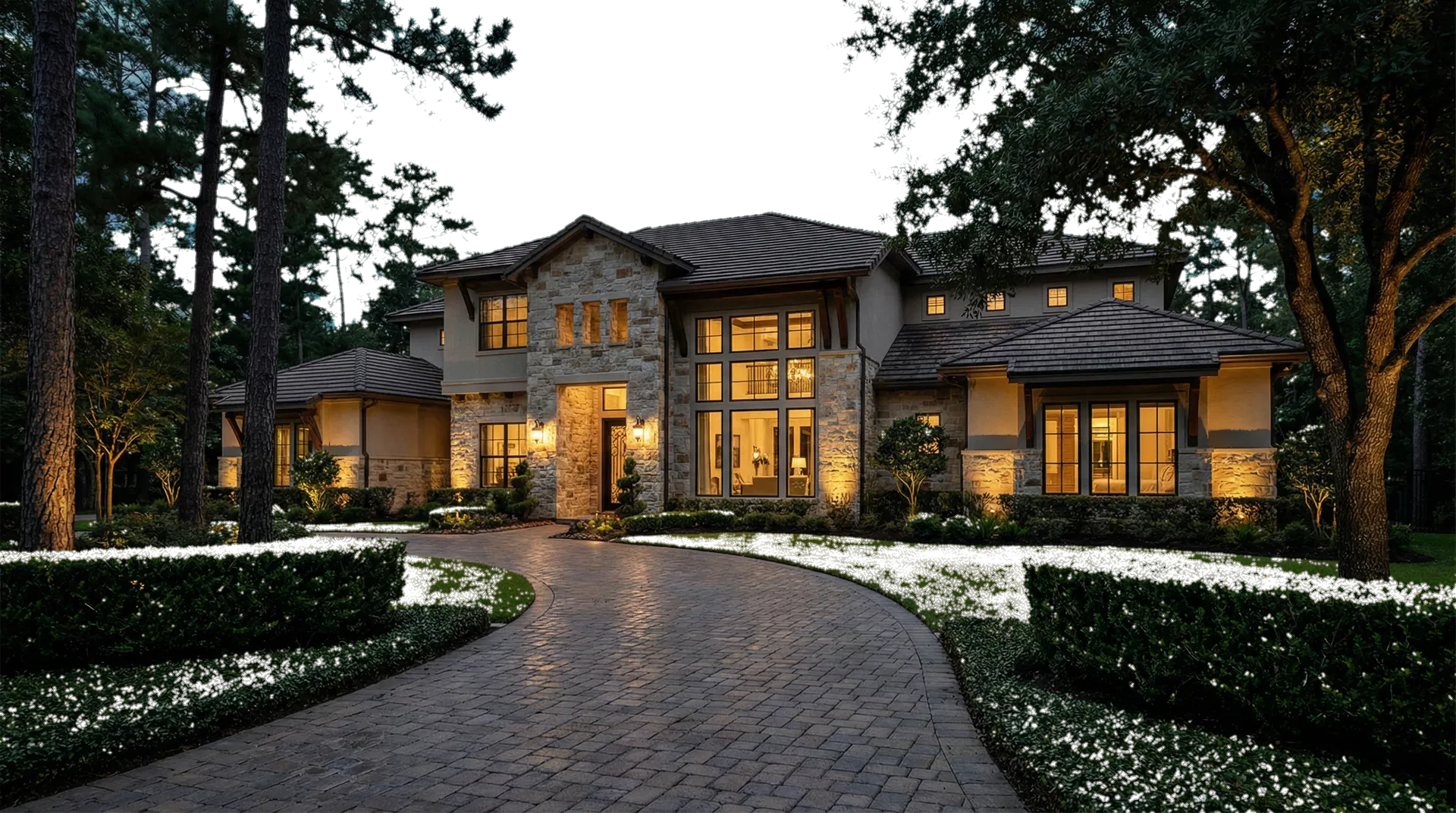 Luxury twilight exterior in Kingwood, Texas