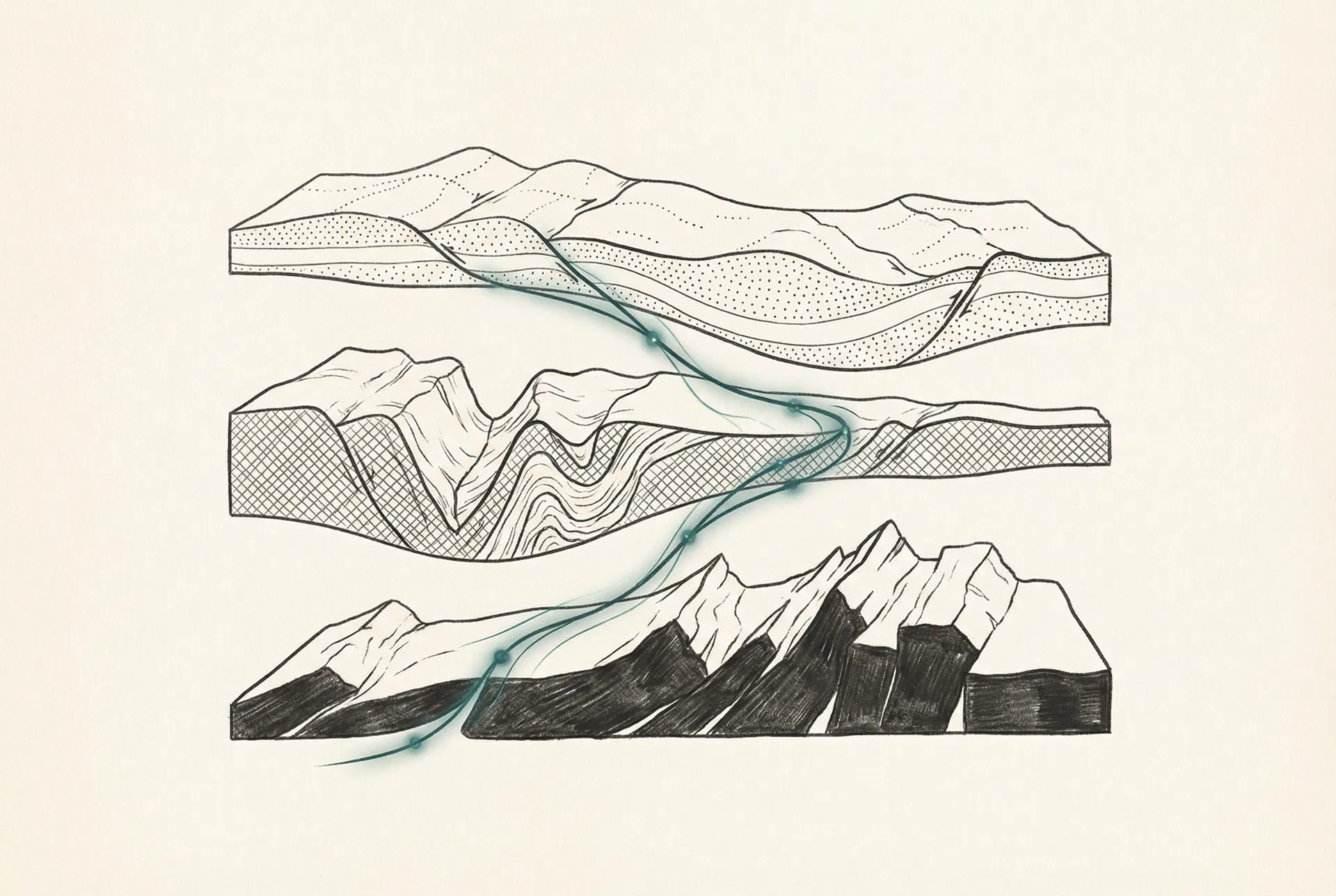 Topographic contour pattern illustrating structured diagnostic methodology