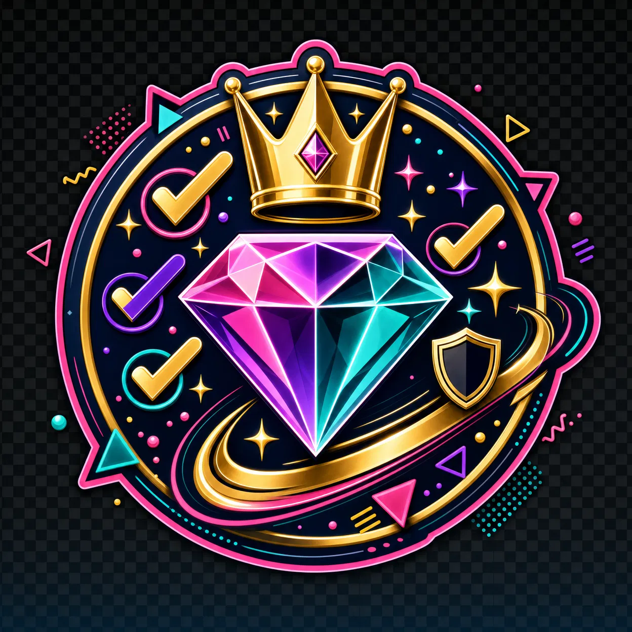Crown and diamond brand protection badge.