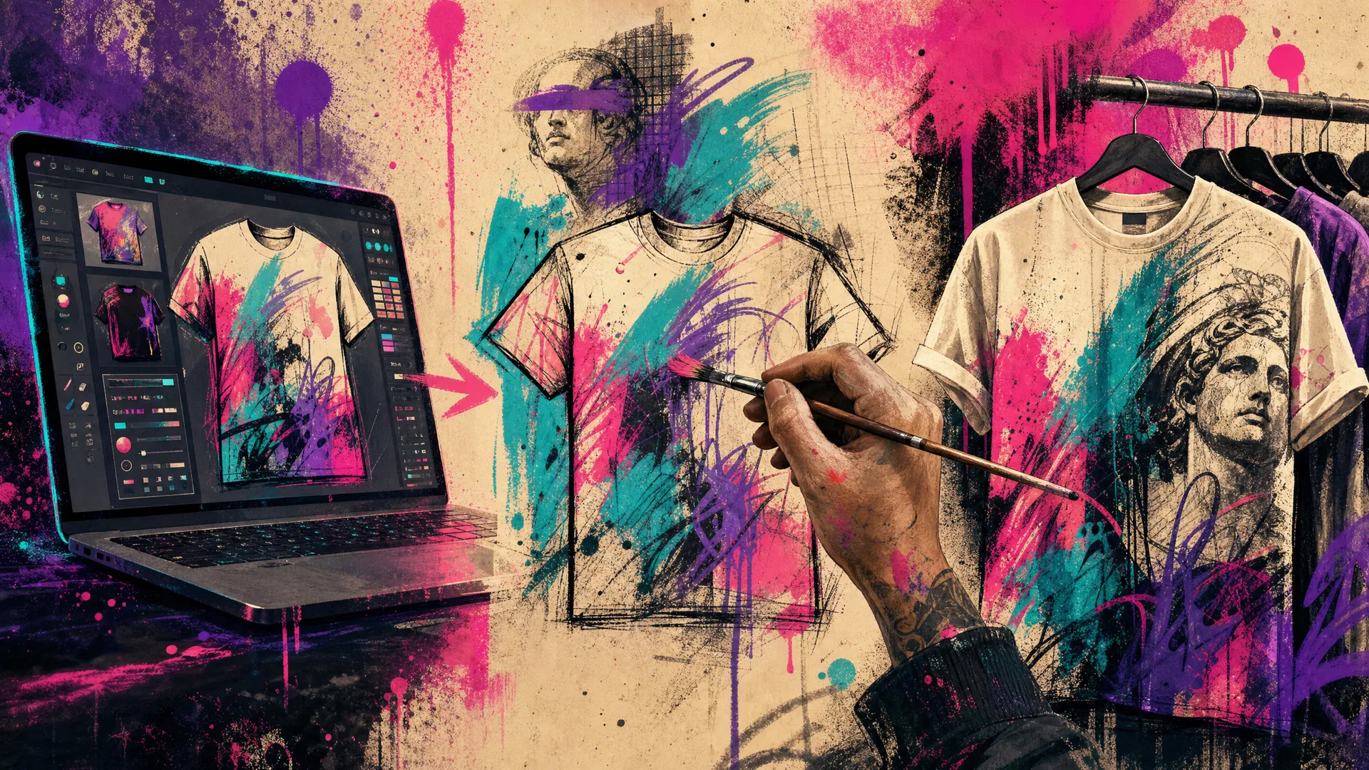 AI-powered design process from concept to custom printed apparel