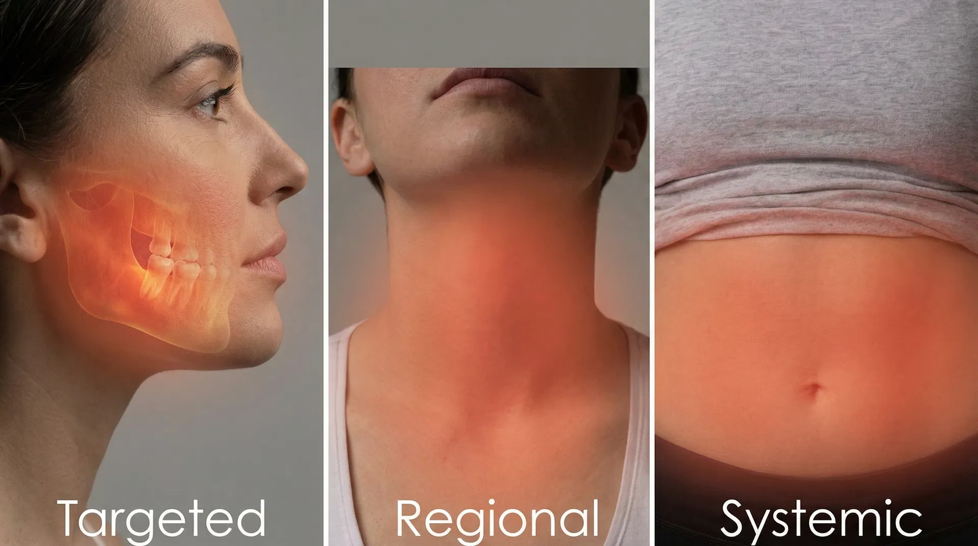 Targeted, Regional, and Systemic PBM treatment zones for Dentistry