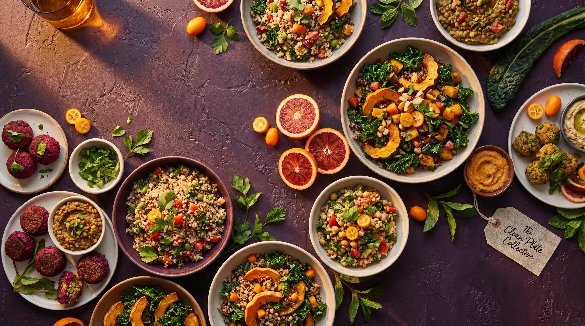 Vibrant plant-based food spread
