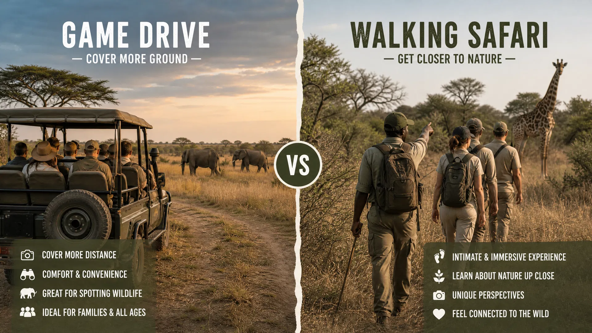 Walking safaris vs game drives: Which is right for you?