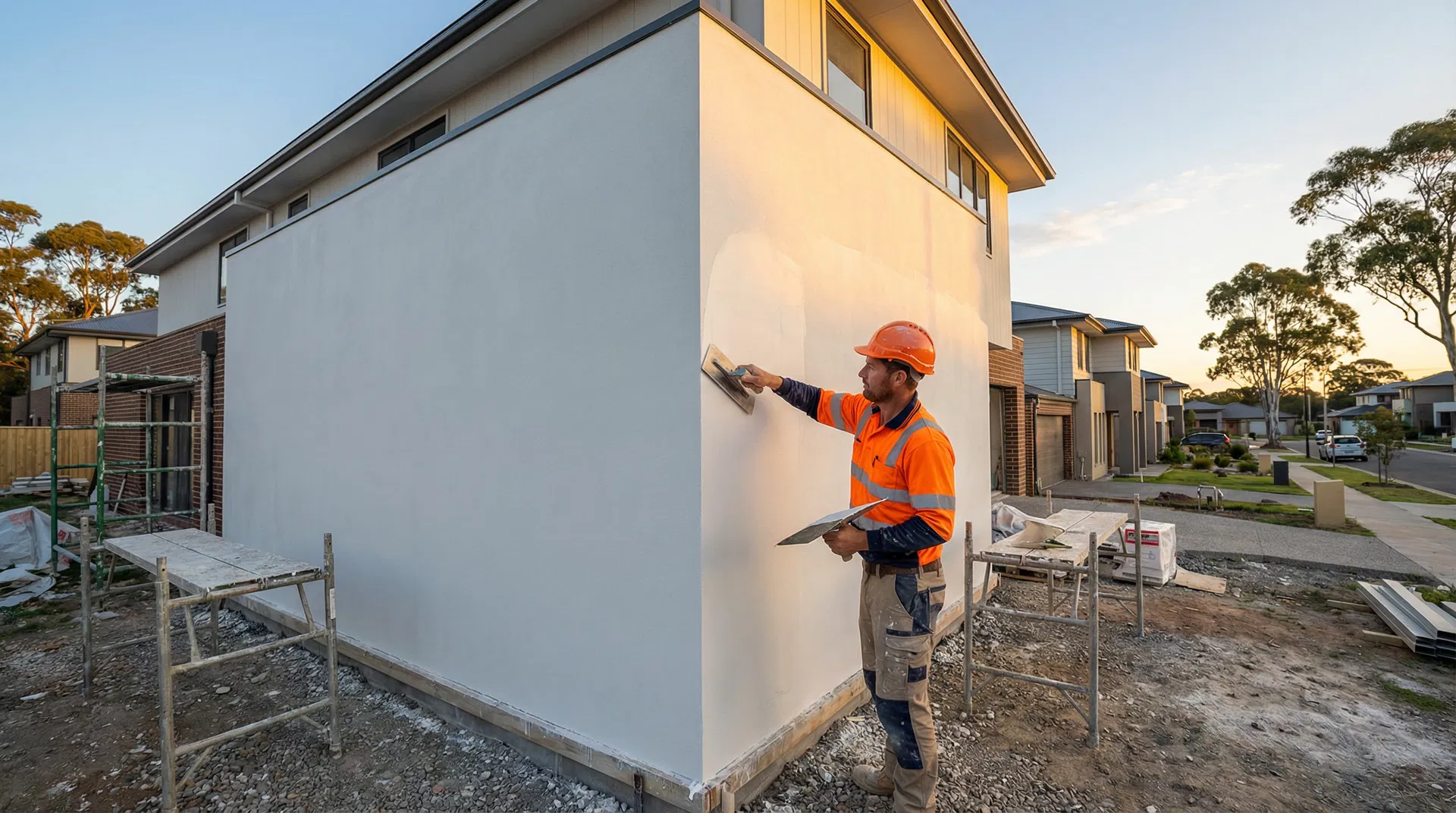 Probuild Rendering — Professional renderer applying acrylic render to Melbourne home