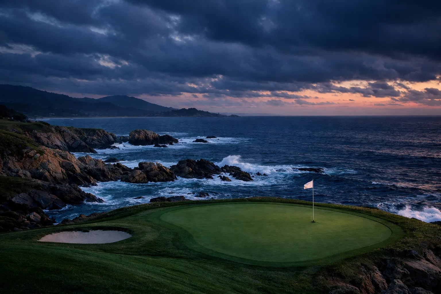 Pebble Beach coastal golf hole