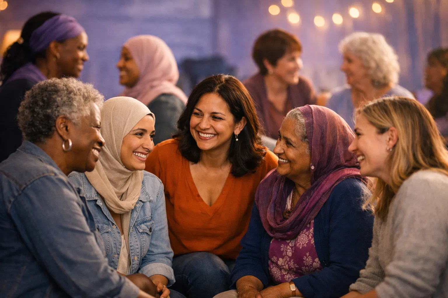 Diverse community of women in support