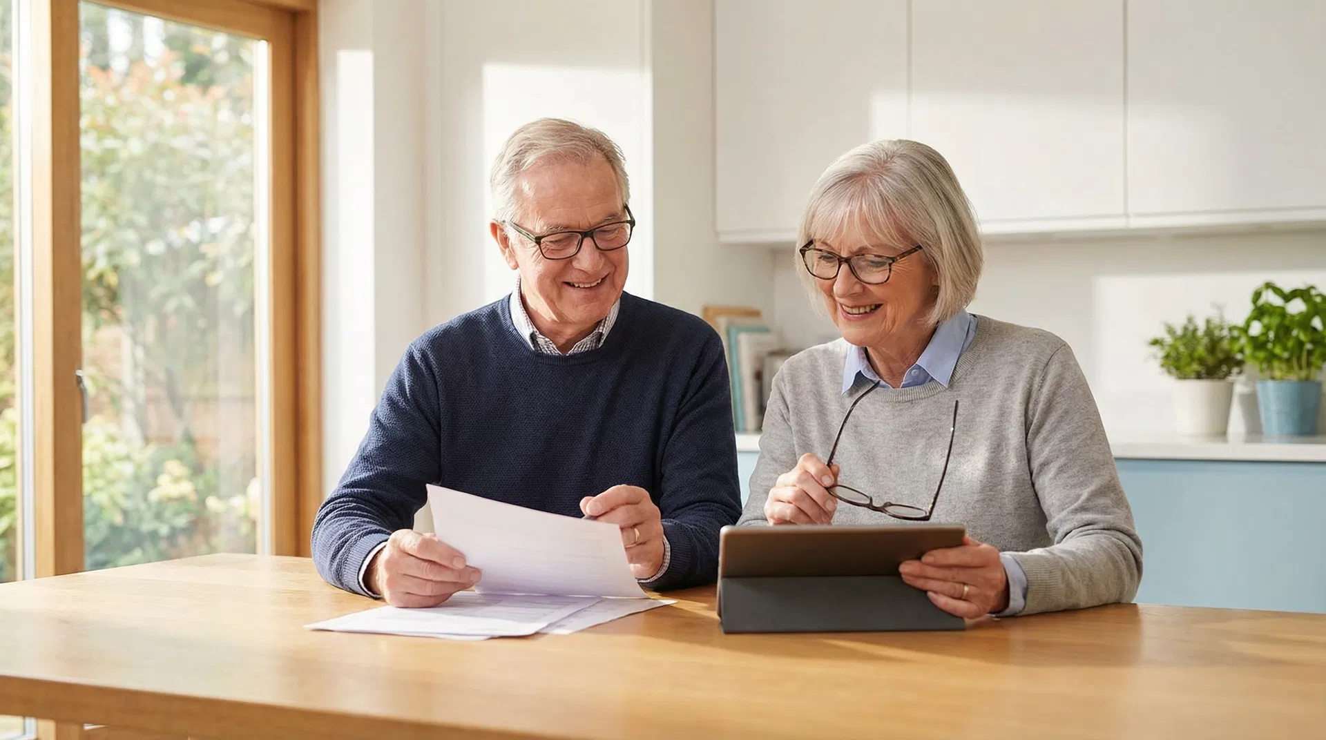 Senior couple reviewing Medicare plans together