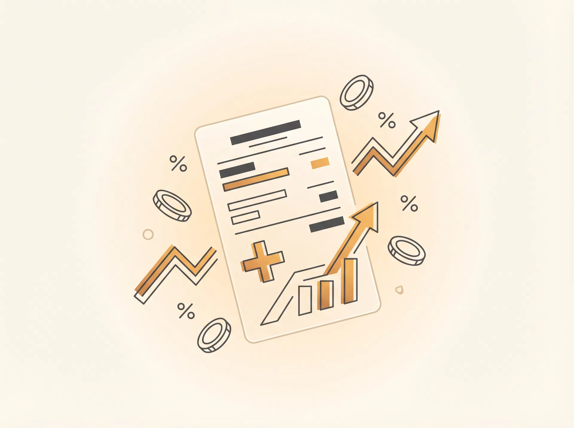 Profit calculation illustration showing financial charts and growth indicators