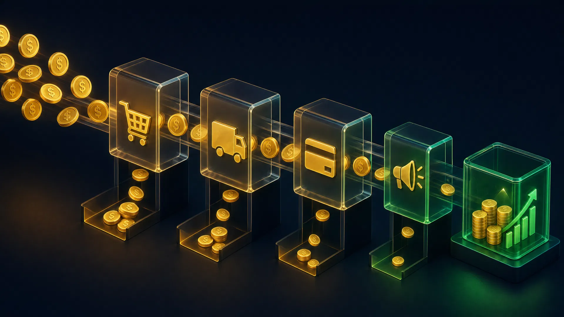 Revenue waterfall showing how costs erode profit