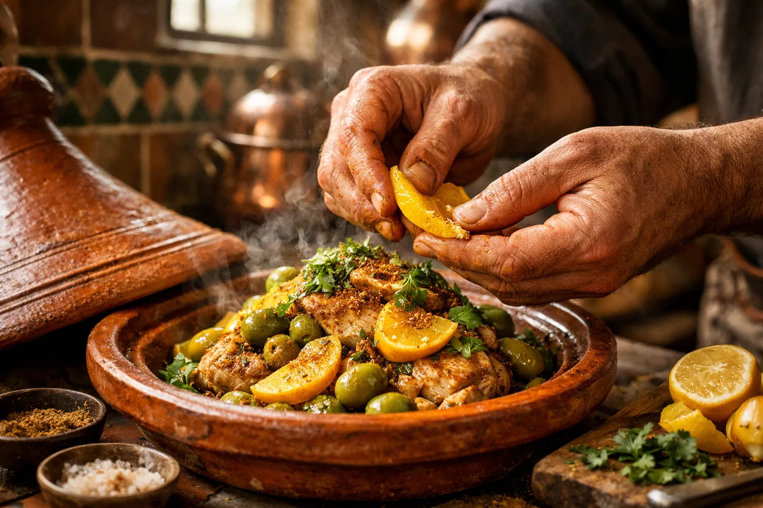 Préparation du tajine