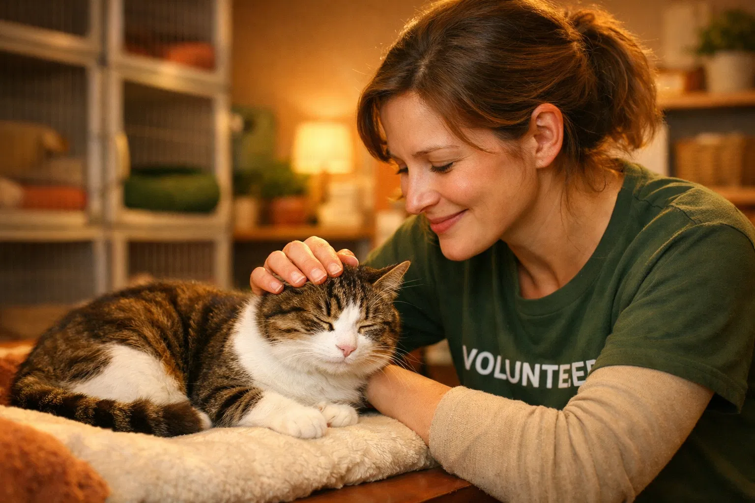 Volunteer with rescued animal