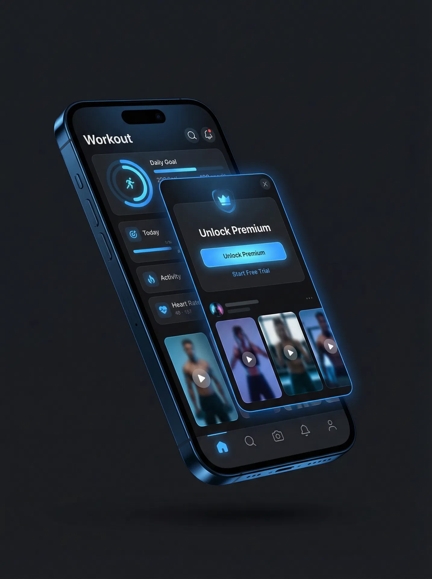 Fitness subscription app mockup