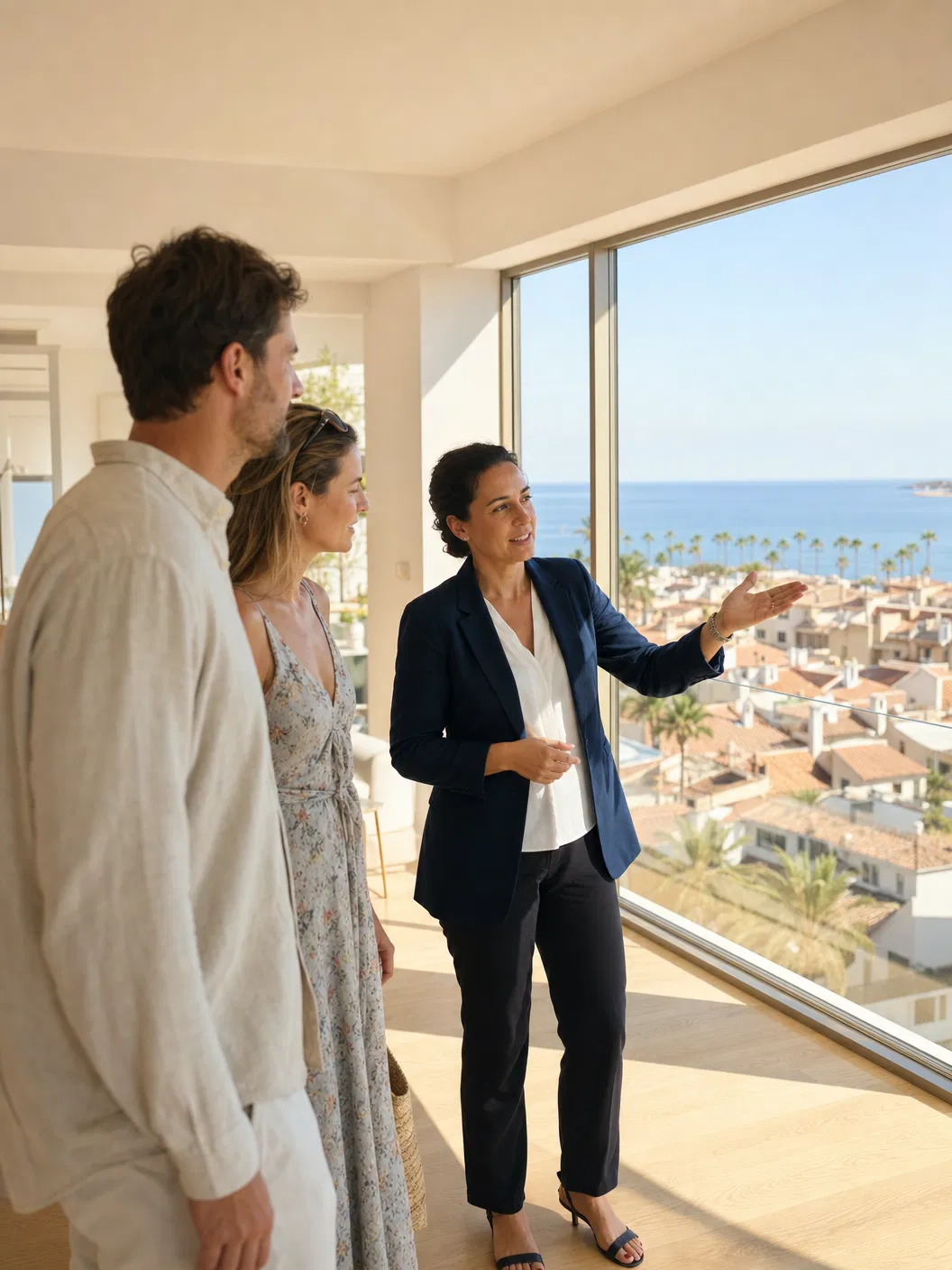 Exclusify agent showing a property to clients in Málaga
