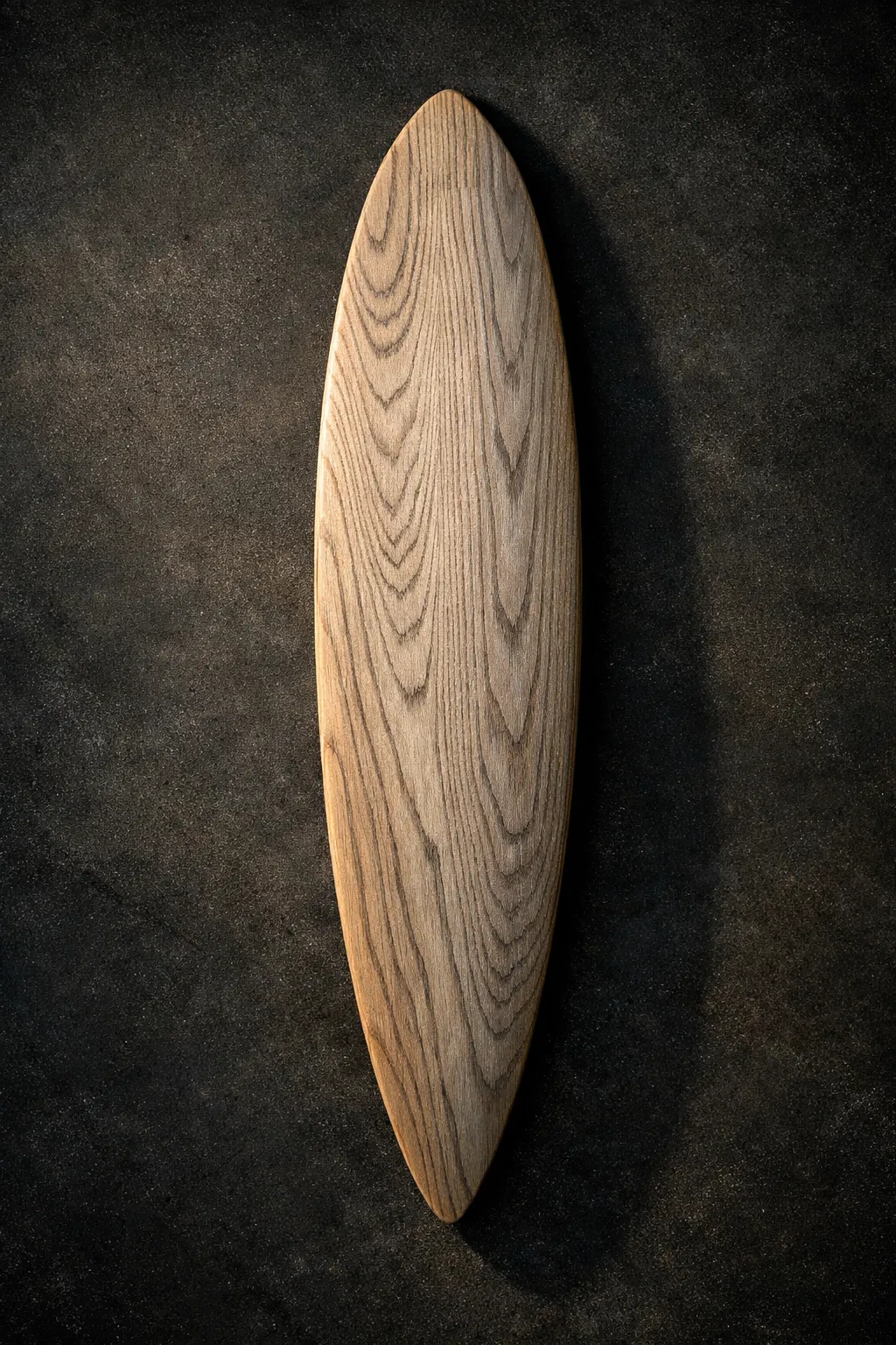 Ash pintail skateboard deck overhead view