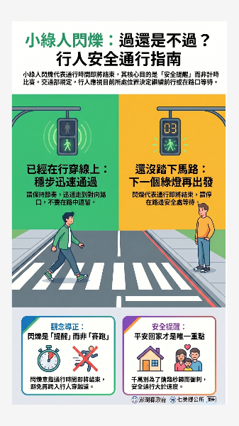 小綠人閃爍：過還是不過?行人安全通行指南 (澎湖縣政府+七美鄉公所廣告)
