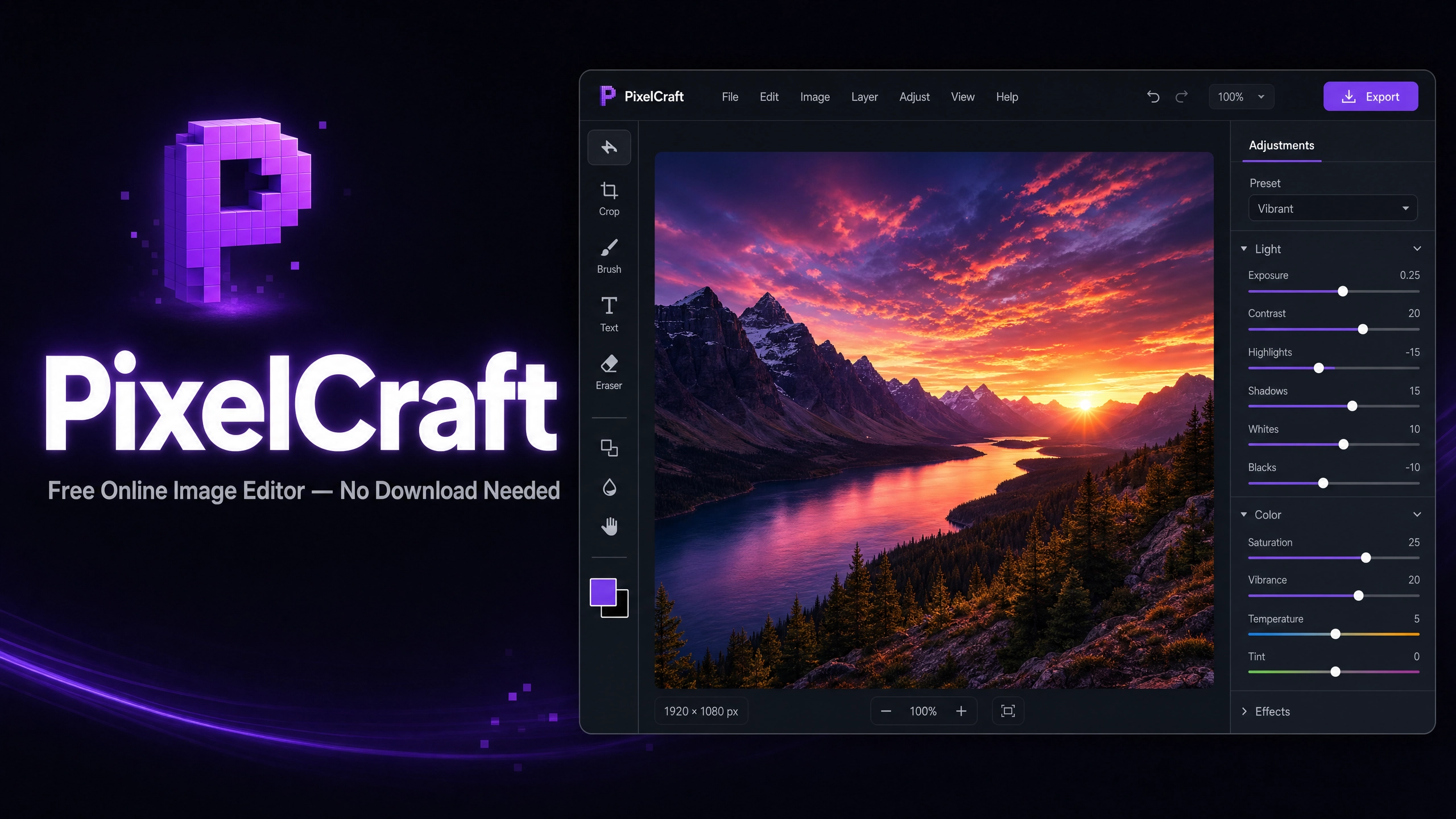 PixelCraft — Free Online Image Editor | No Download Required
