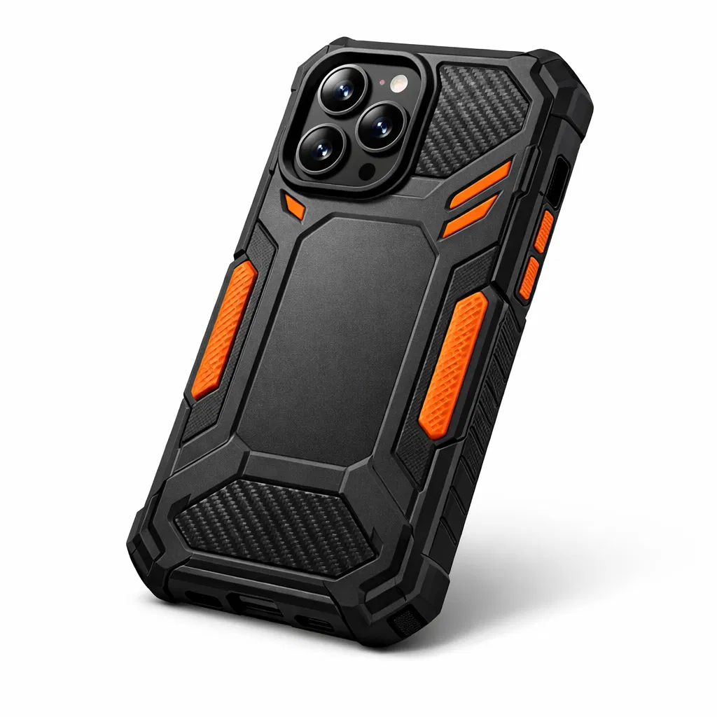 Rugged Protective Case - Black/Orange