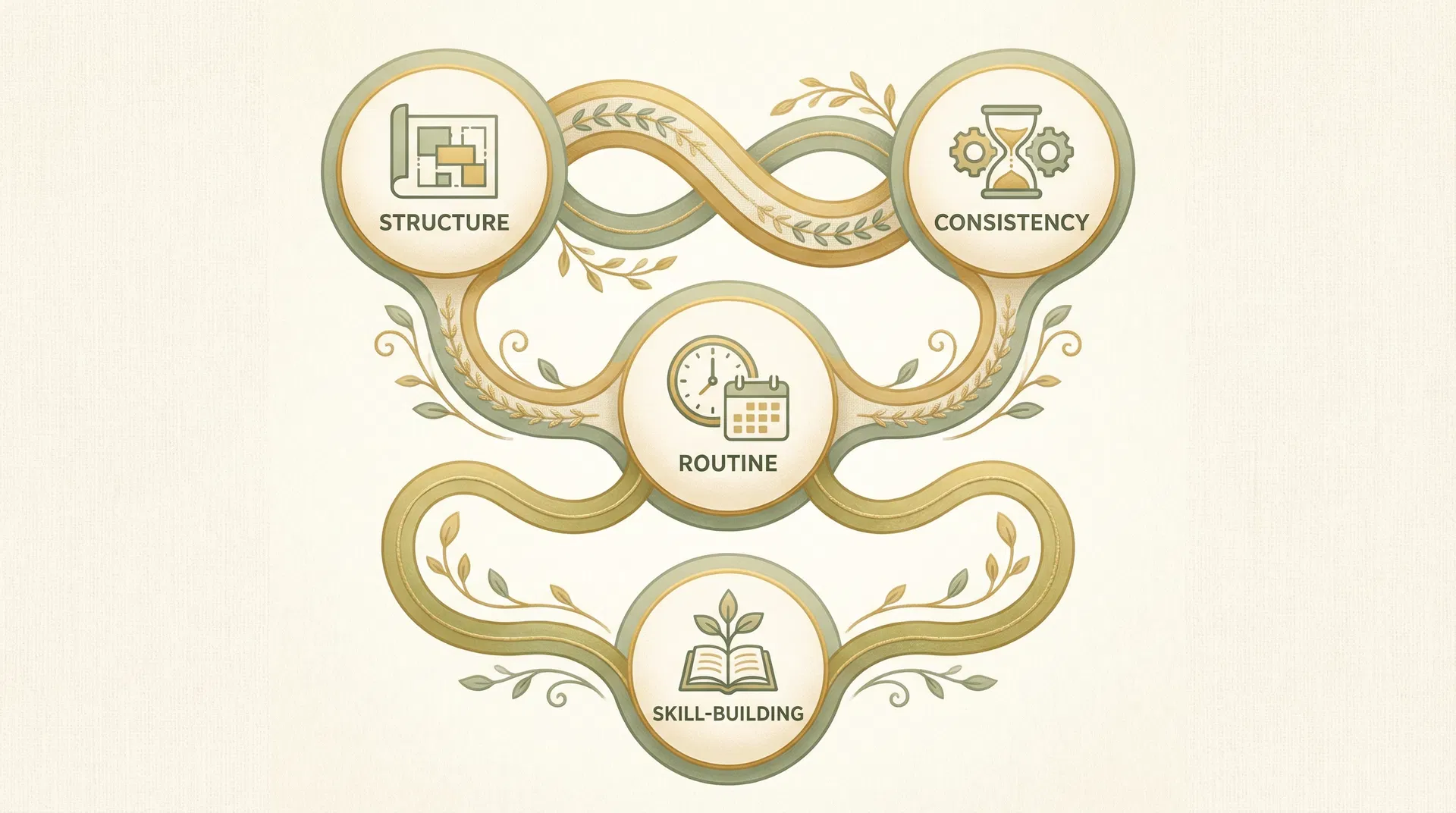 Four interconnected pillars: Structure, Consistency, Routine, Skill-Building