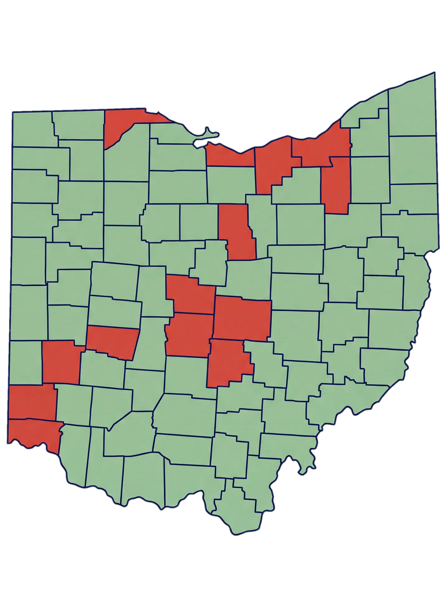 Ohio county coverage map